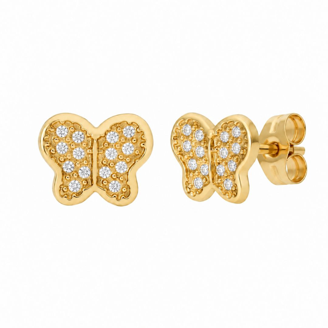 Pendientes de Oro 18K Mariposa con Circonitas