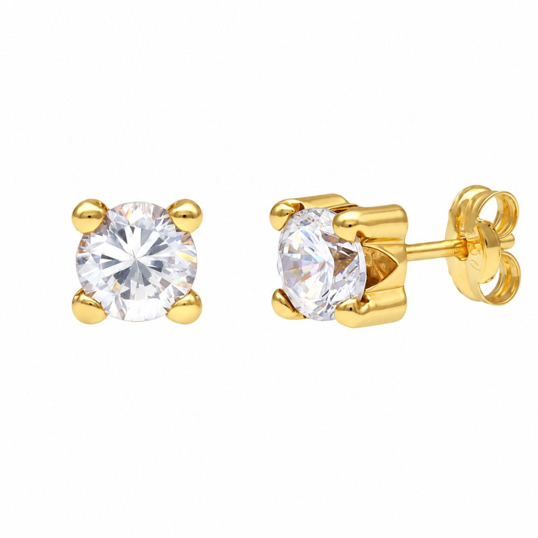 Pendientes de Oro 18K con Circonitas de 5 mm