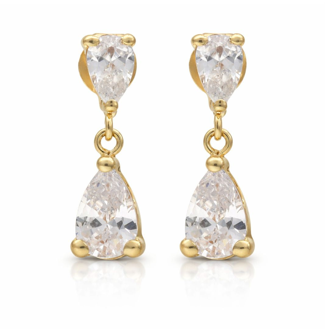 Pendientes de Oro 18K con Circonitas en Forma de Lágrima