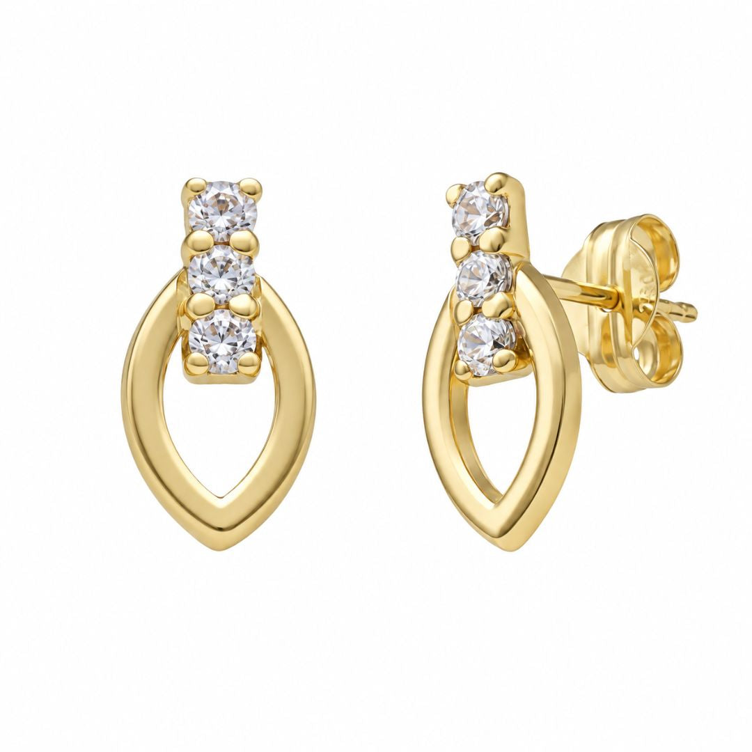 Pendientes de Oro 18K con Circonitas y Diseño Calado
