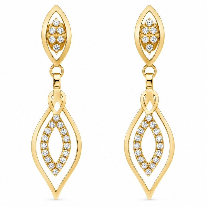 Pendientes de Oro 18K con Óvalos Entrelazados y Circonitas