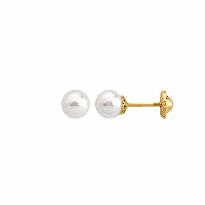 Pendientes de Oro 18K con Perla Blanca 4 mm Taylor