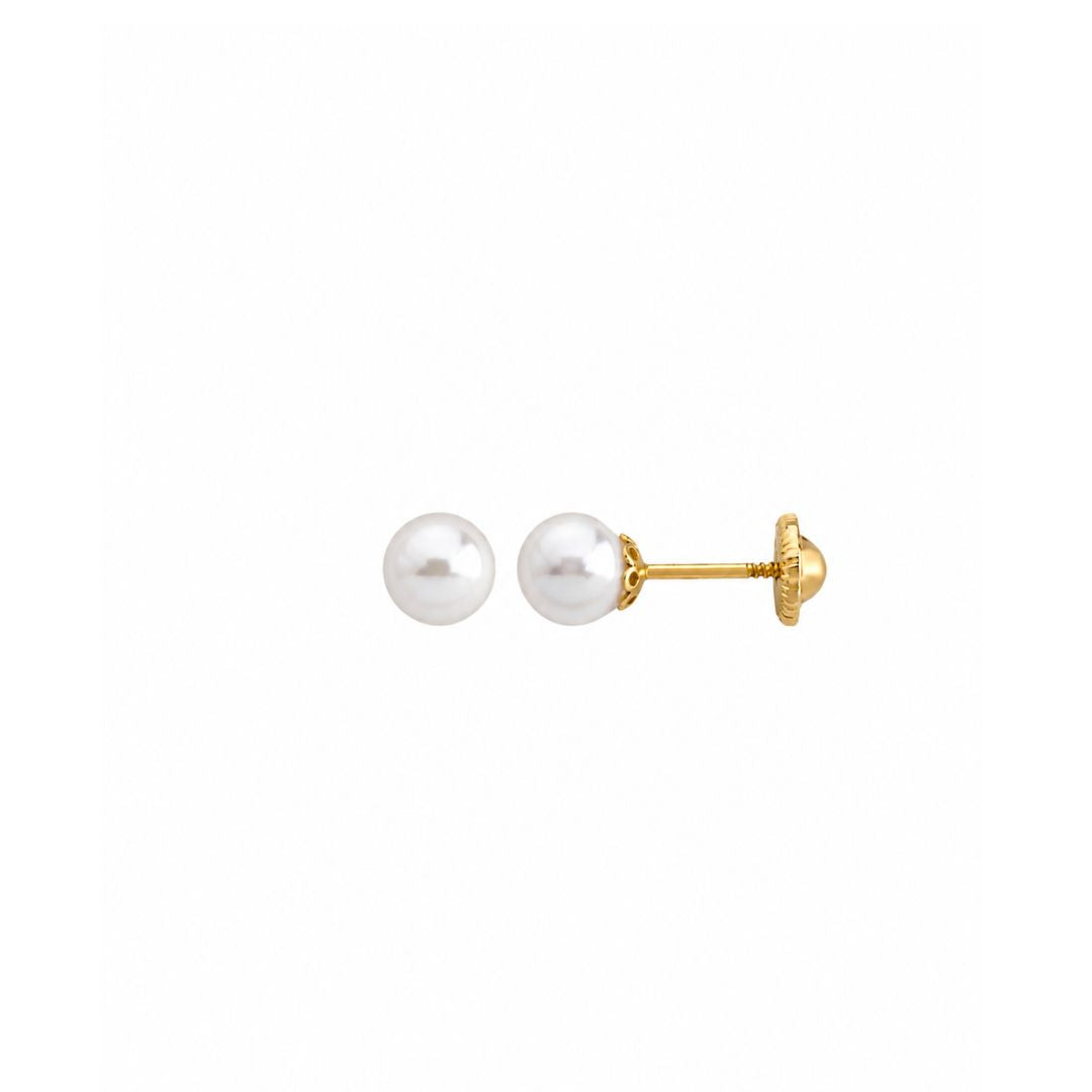 Pendientes de Oro 18K con Perla Blanca 5 mm Taylor