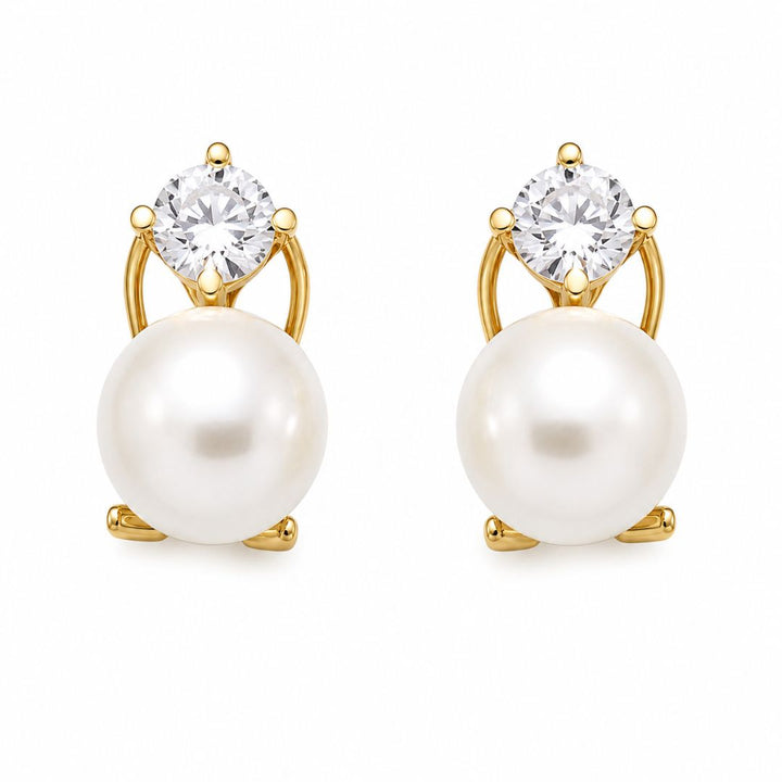 Pendientes de Oro 18K con Perlas Cultivadas y Circonitas