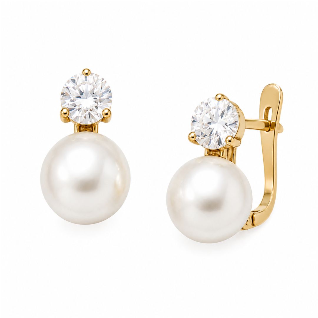 Pendientes de Oro 18K con Perlas y Circonitas