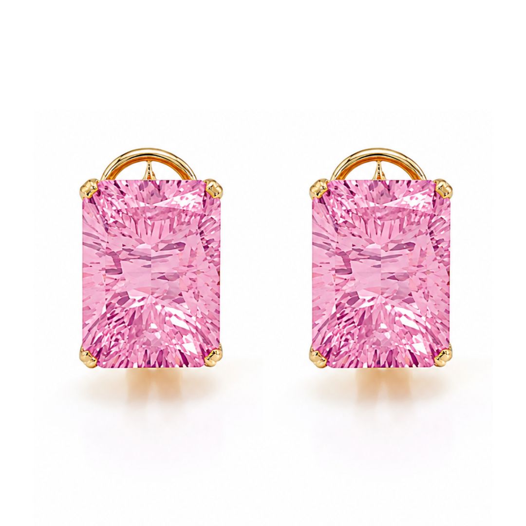 Pendientes de Oro 18K con Piedra Millennium Rosa de Francia