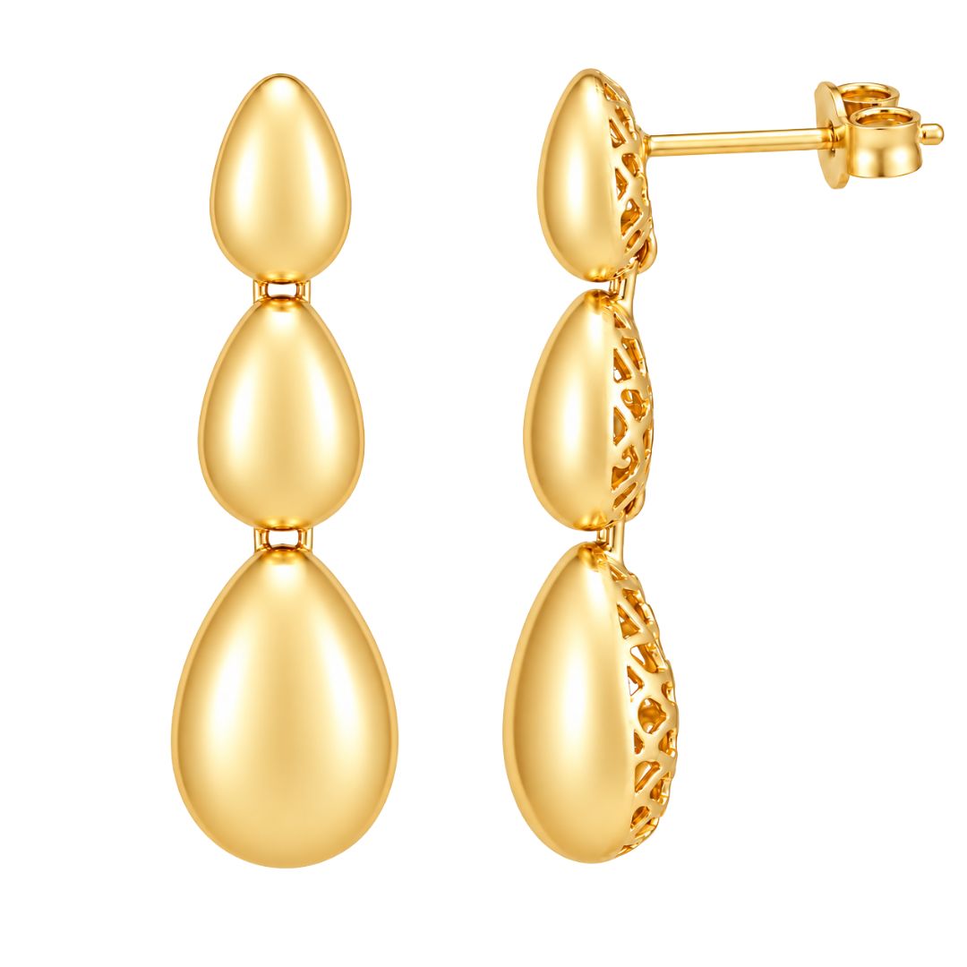 Pendientes de Oro 9K Tres Lágrimas
