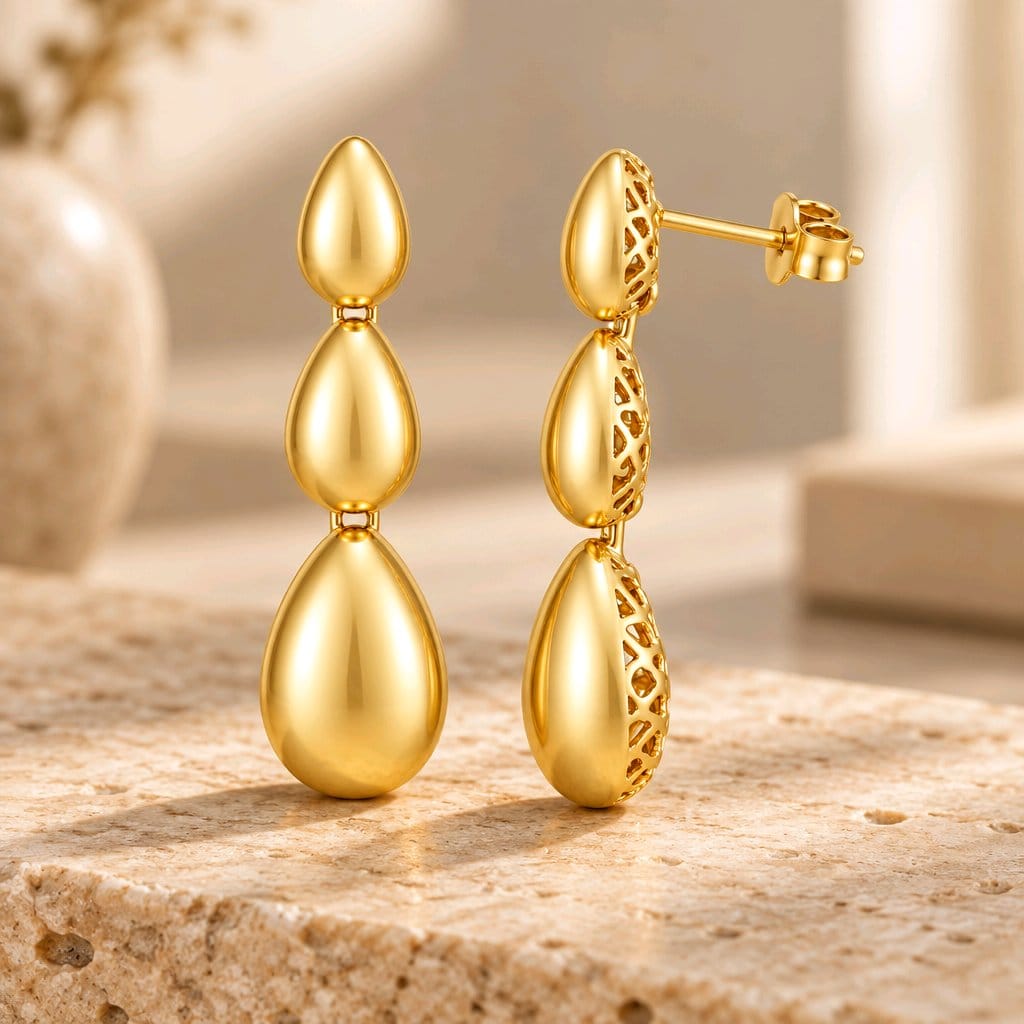 Pendientes de Oro 9K Tres Lágrimas