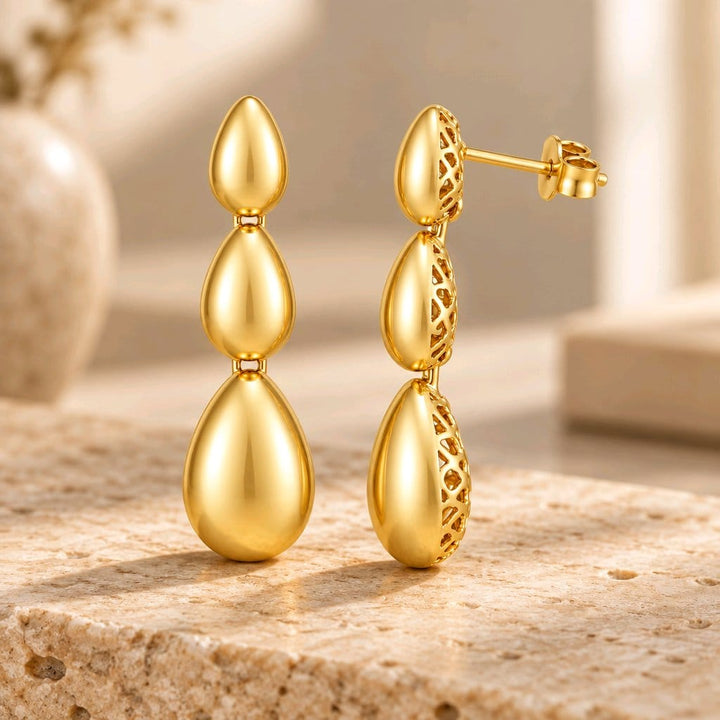 Pendientes de Oro 9K Tres Lágrimas