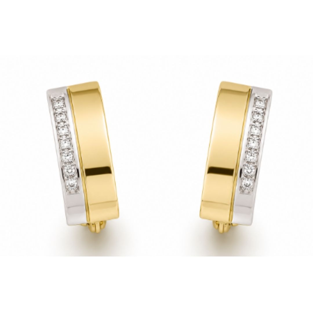 Pendientes de Oro Amarillo y Blanco 18K con Circonitas
