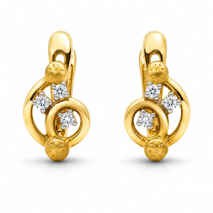 Pendientes de Oro de 18K con Circonitas – Mate y Brillo