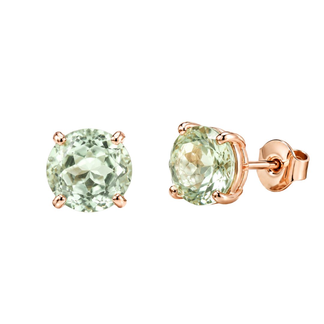 Pendientes de Plata 925 Bañada en Oro Rosa con Amatista Verde