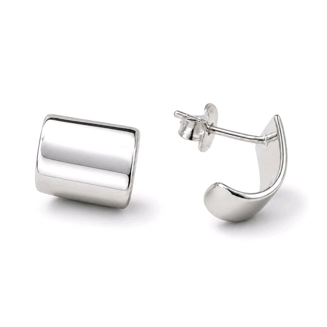 Pendientes de Plata Lisos con Diseño Geométrico