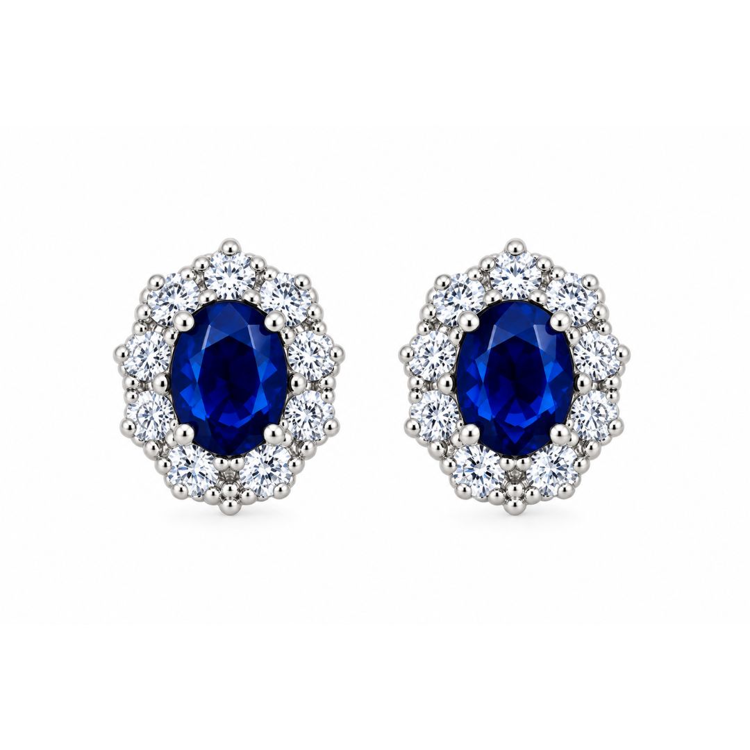 Pendientes de Plata con Piedra Azul y Circonitas