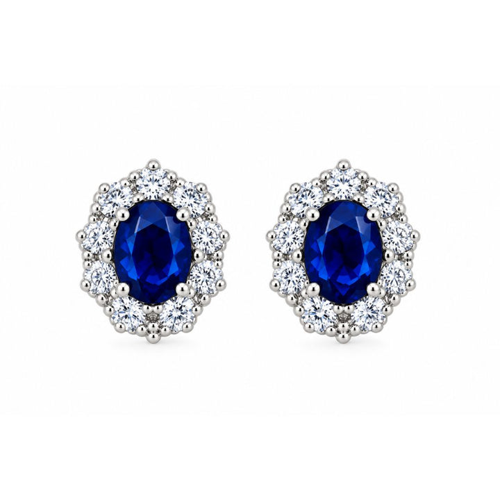 Pendientes de Plata con Piedra Azul y Circonitas