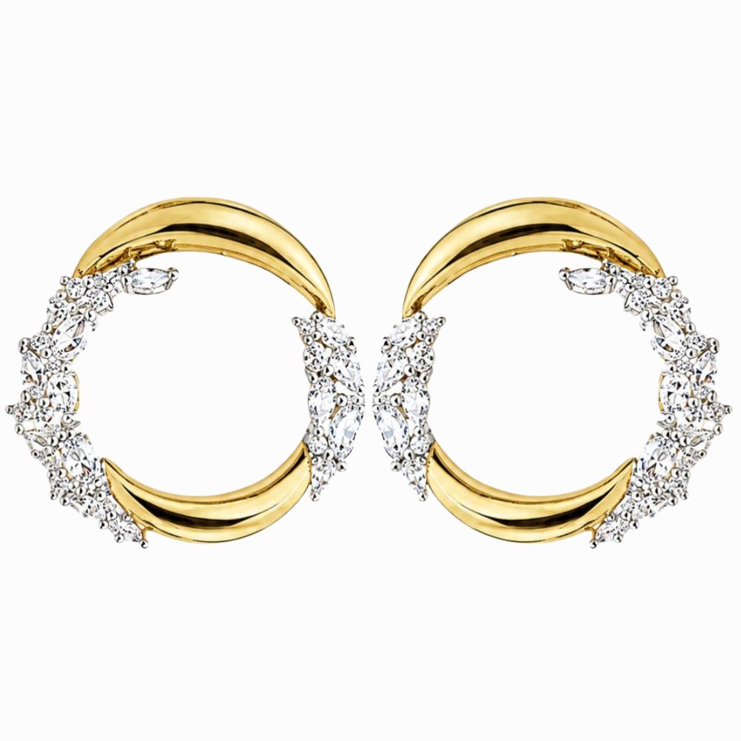 Pendientes de Plata de Ley 925 Bicolor con Circonitas Diseño Elegante y Original