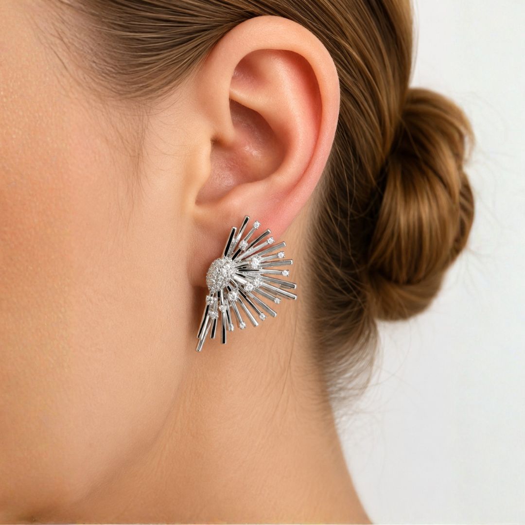 Pendientes de Plata de Ley 925 con Circonitas Diseño Atrevido y Moderno