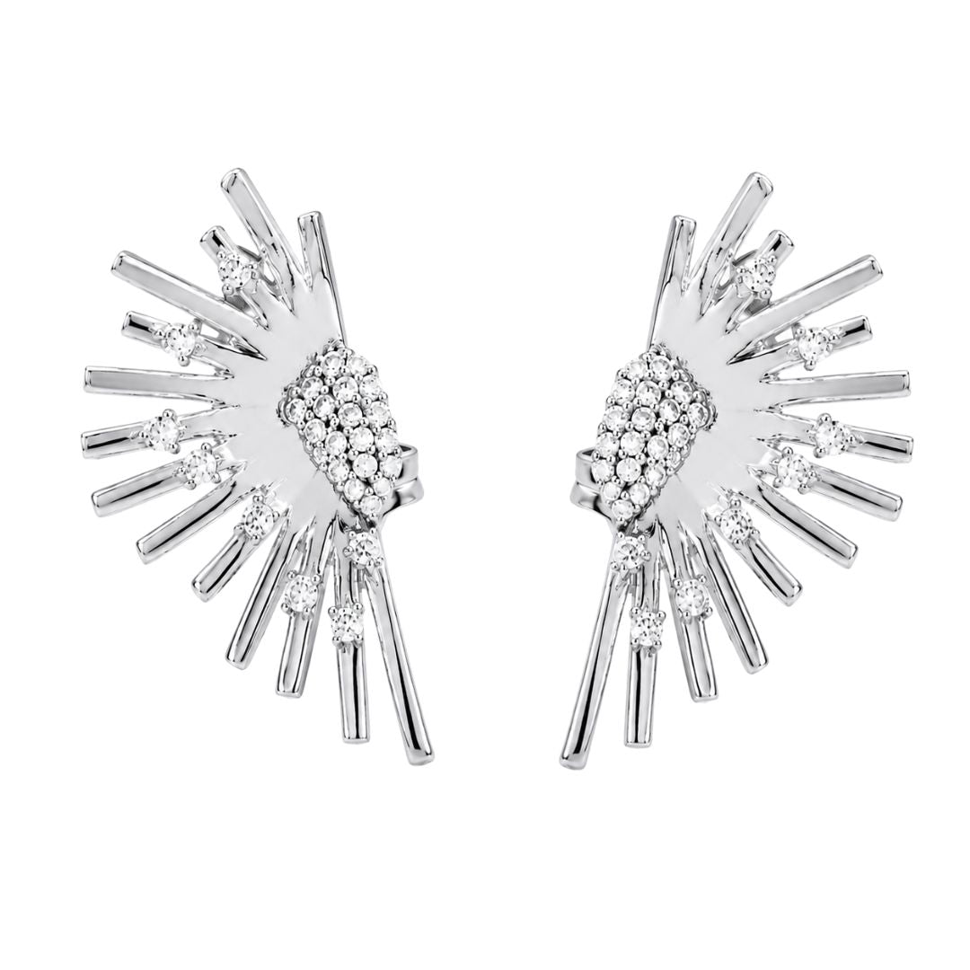 Pendientes de Plata de Ley 925 con Circonitas Diseño Atrevido y Moderno