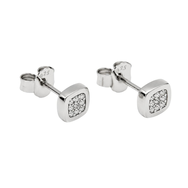 Pendientes de Plata de Ley 925 con Circonitas – Diseño Cuadrado Minimalista
