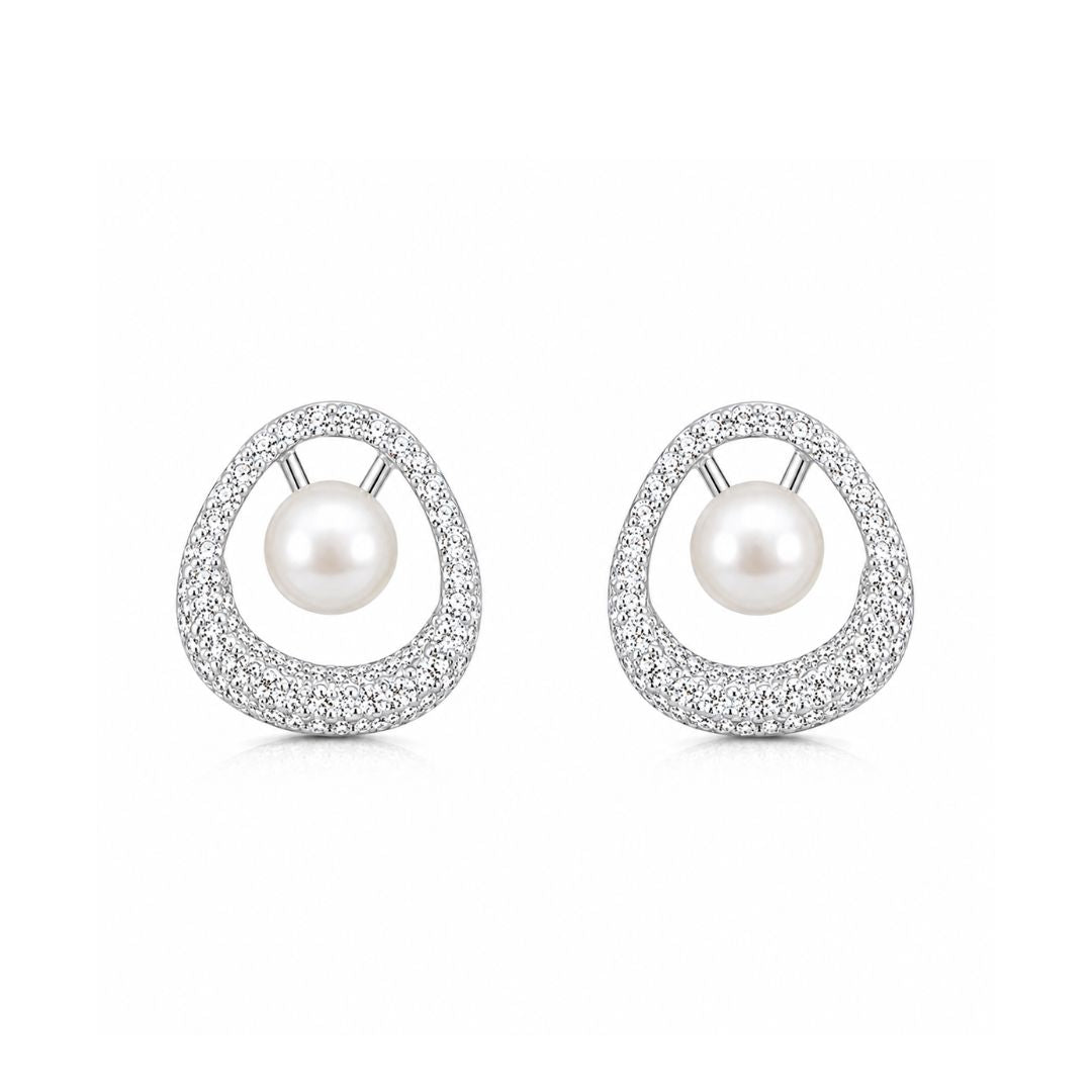 Pendientes de Plata de Ley 925 con Perla y Circonitas
