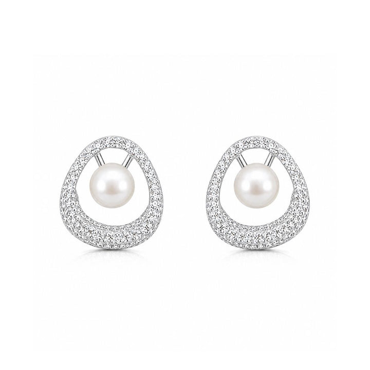 Pendientes de Plata de Ley 925 con Perla y Circonitas