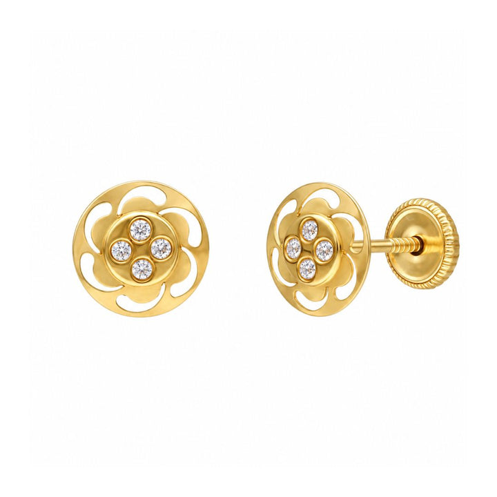 Pendientes de flor calada de oro 18K · Brisa de luz · 6 mm