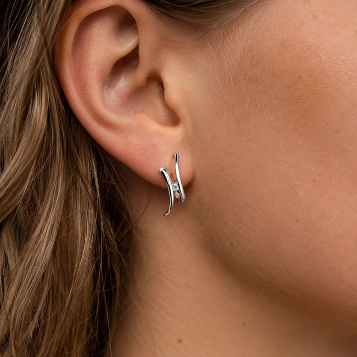 Pendientes de plata con una circonita blanca en centro