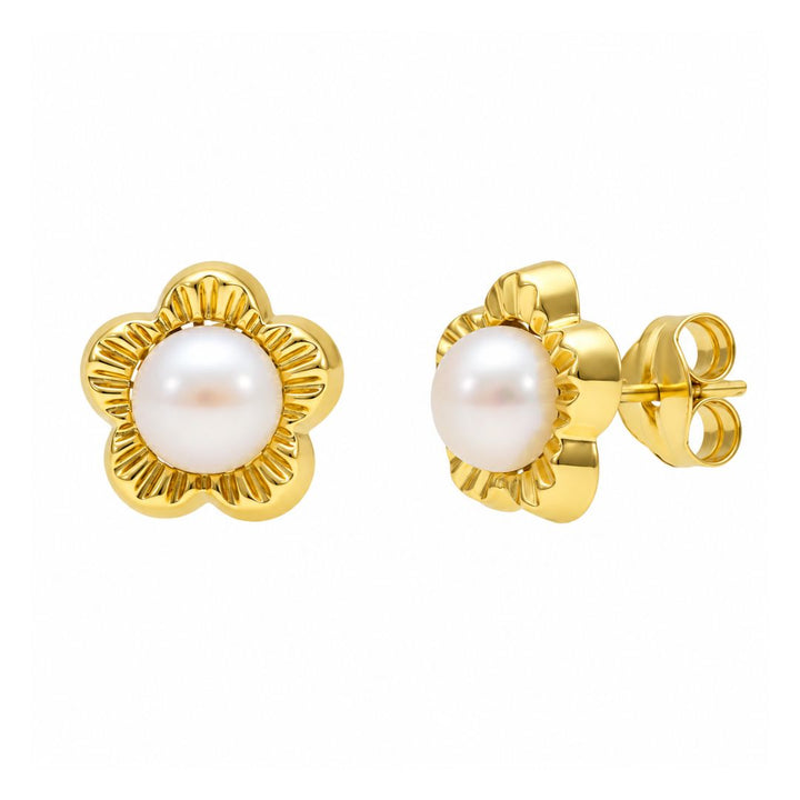 Pendientes flor en Oro de 18K con perlas cultivadas