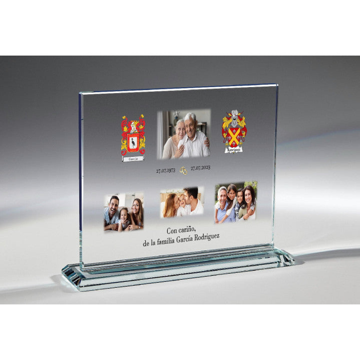 Placa de Cristal Personalizada con Foto y Dedicatoria