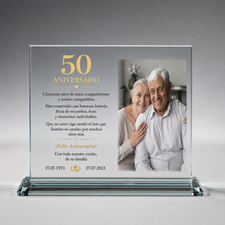 Placa de Cristal Personalizada con Foto y Dedicatoria