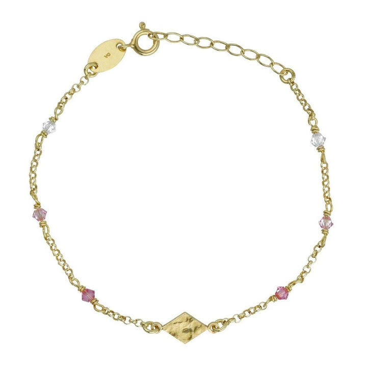 Pulsera Anya Rectángulo Texturizado con Cristales en Plata de Ley bañada en Oro · Victoria Cruz