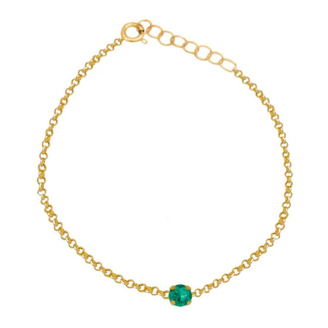 Pulsera Céline Verde en Plata de Ley bañada en Oro · Victoria Cruz