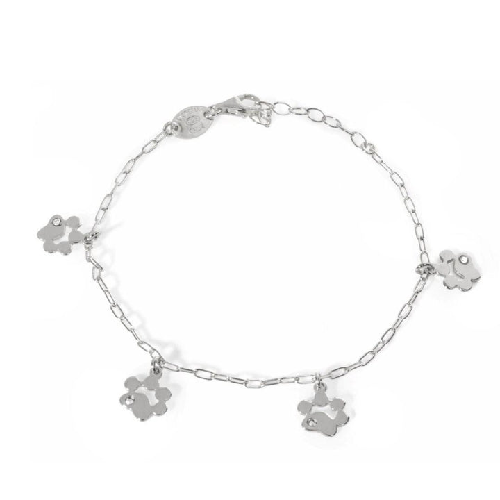 Pulsera Cocolada Huella en Plata de Ley bañada en Rodio con Cristal Blanco · Victoria Cruz