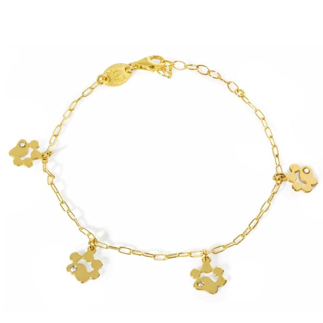 Pulsera Cocolada Huella en Plata de Ley bañada en Rodio con Cristal Blanco · Victoria Cruz