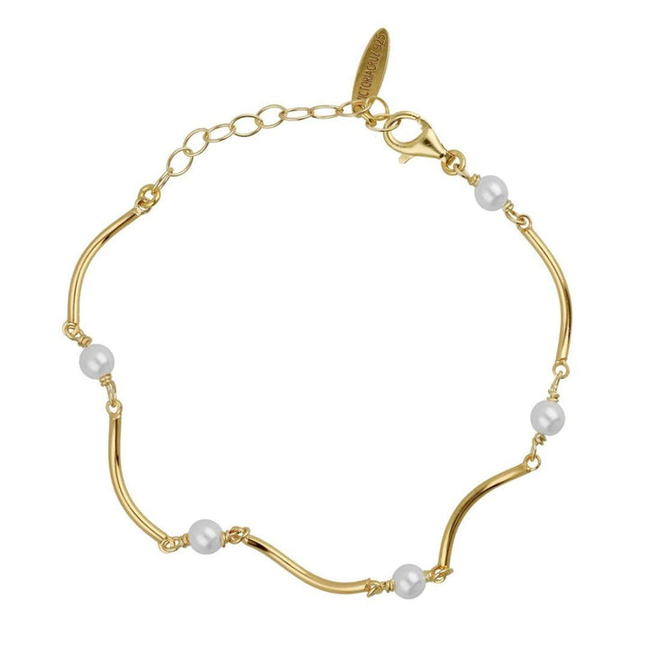Pulsera Elegante Milan con Perlas en Plata de Ley Oro · Victoria Cruz