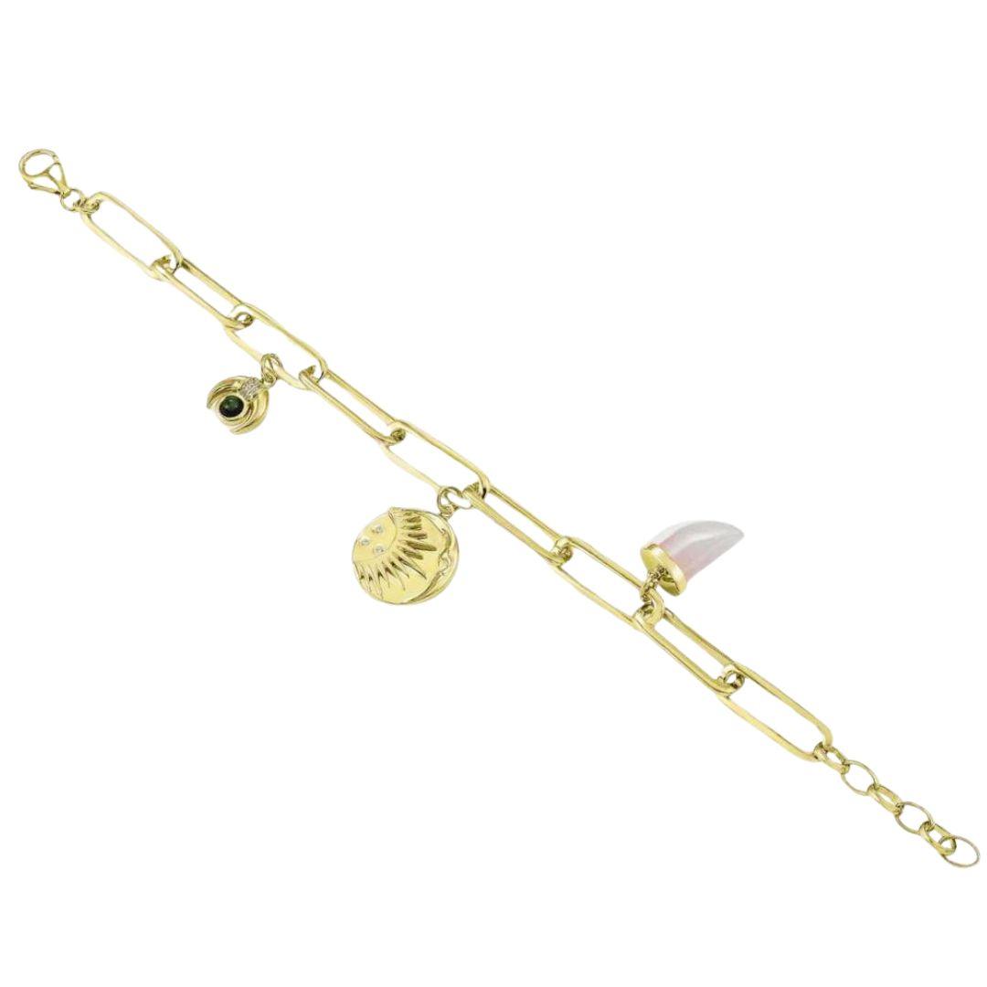 Pulsera LineArgent gruesa de eslabones con colgantes
