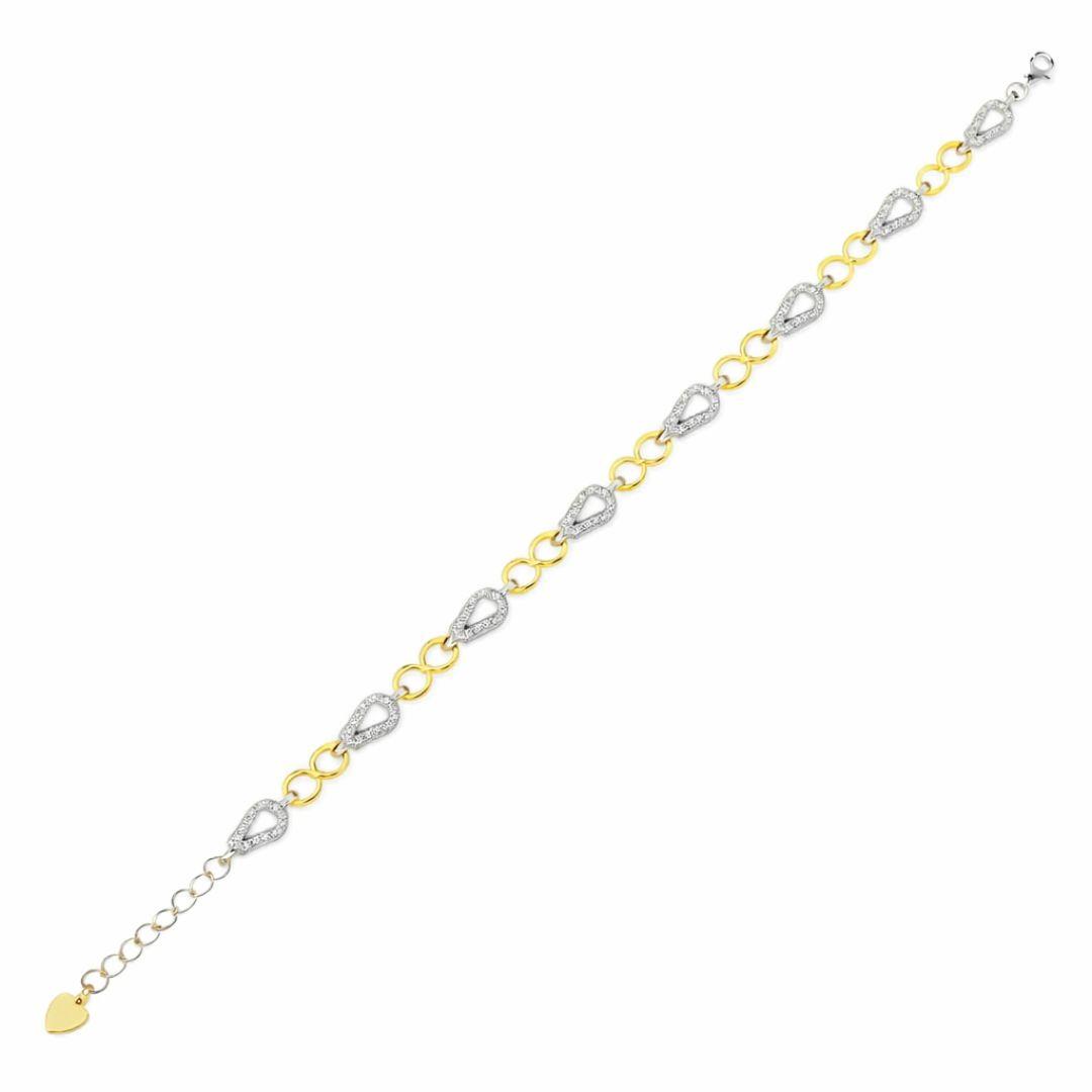 Pulsera Plata Bicolor Semirrígida con Detalles Brillo