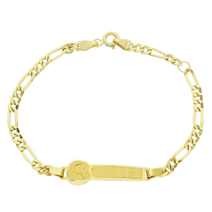 Pulsera de eslabón 3x1 en oro amarillo de bebé con elefante 15,50 cm
