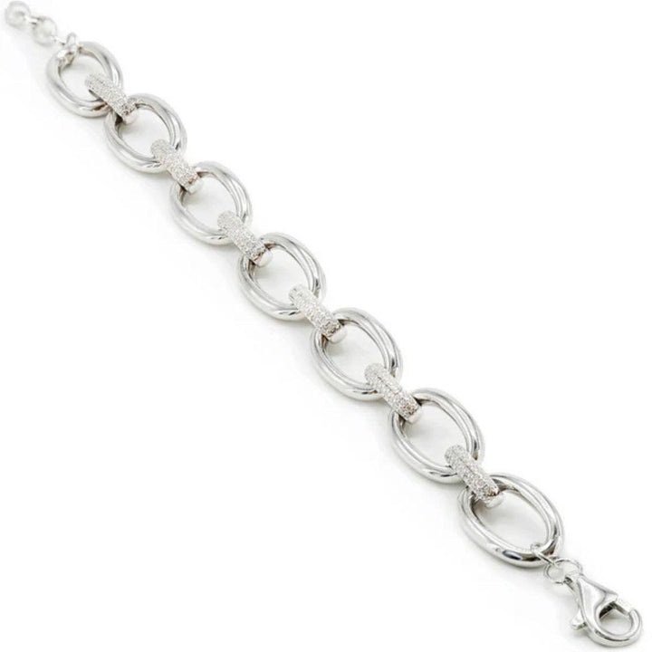 Pulsera de eslabones ovalados con circonitas en plata 925 – elegancia moderna