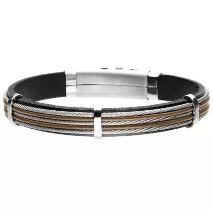 Pulsera de Hombre de Cuero Marrón y Acero