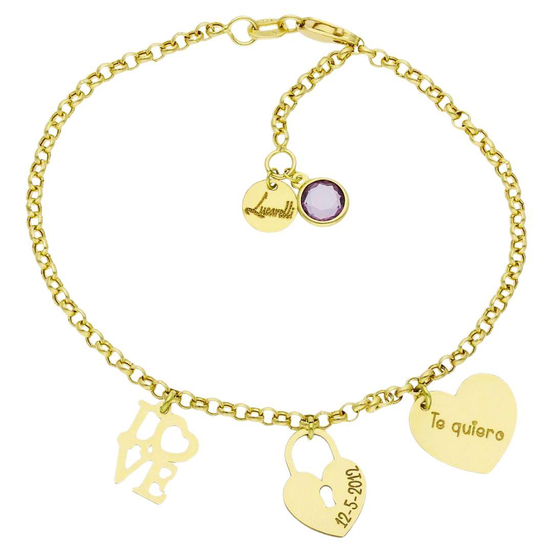 Pulsera de oro personalizada, ANIVERSARIO