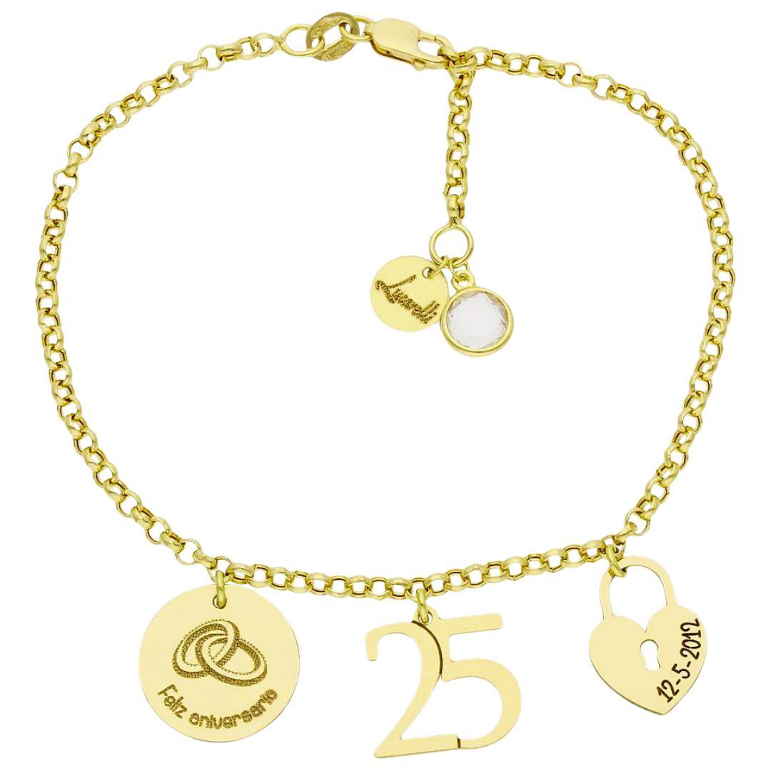 Pulsera personalizada de oro MI HISTORIA ANIVERSARIO
