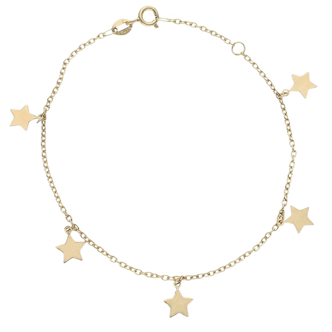Pulsera de oro amarillo con estrellas