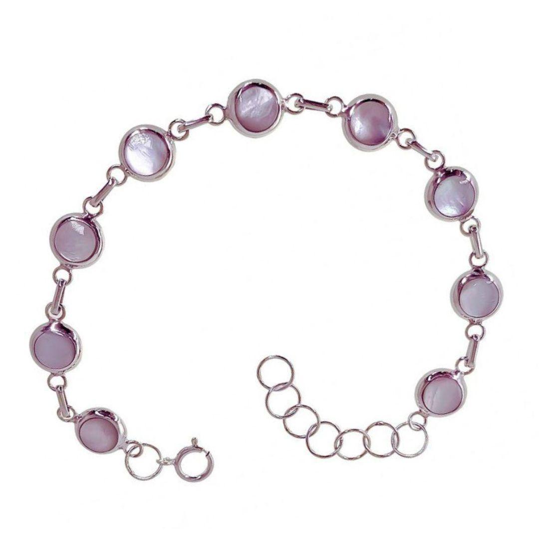 Pulsera de plata discos de nácar
