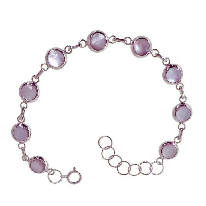 Pulsera de plata discos de nácar