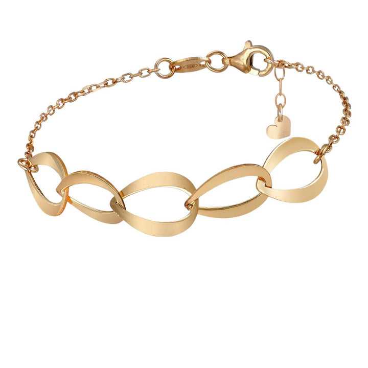 Pulsera de plata fina lisa dorada con ovalos