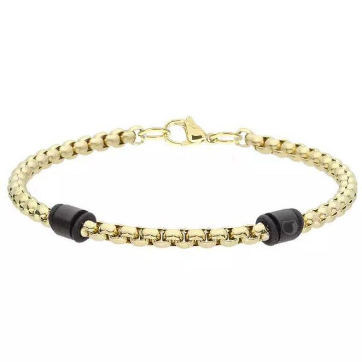 Pulsera de Acero Inoxidable 316L para Hombre con Detalles en Oro 14K PVD