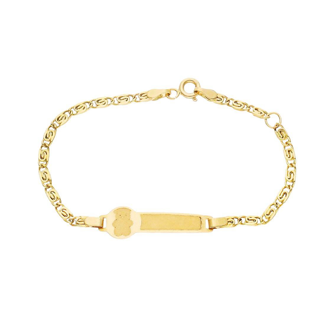 Pulsera en oro amarillo de bebé con oso