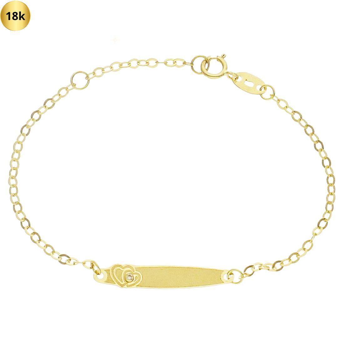 Pulsera en oro de bebés Corazones 14 cm