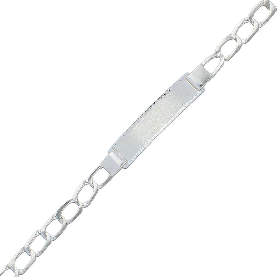 Pulsera en plata de 1 Ley 925 mm de cadena con placa matizada y tallada